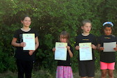 Siegerehrung der Startklasse Schüler C weibl. auf der Bezirksmeisterschaft Bogen im Freien 2019 mit Sema Yigit auf Platz 2.